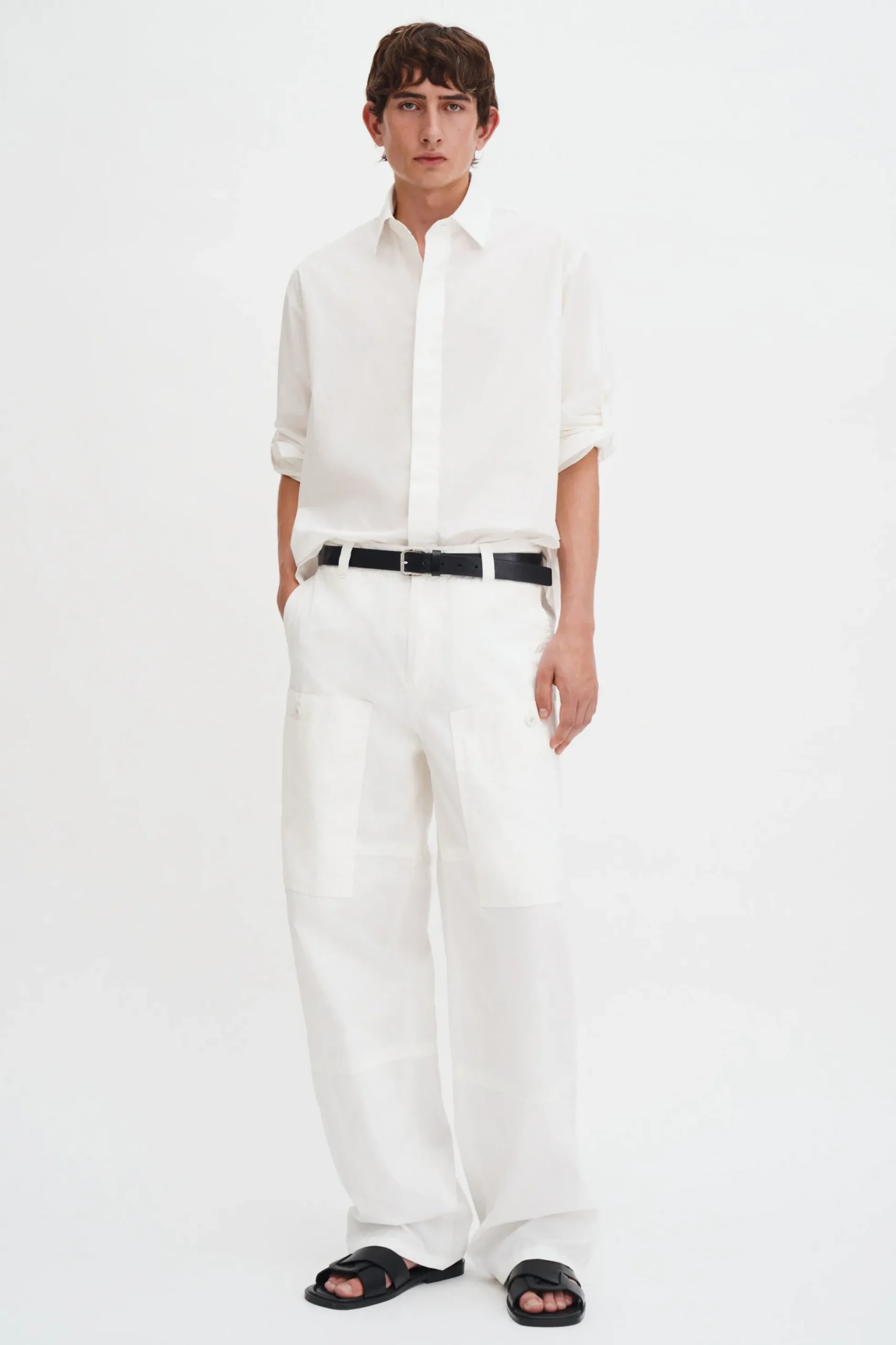 Washed Cotton Cargo Trousers