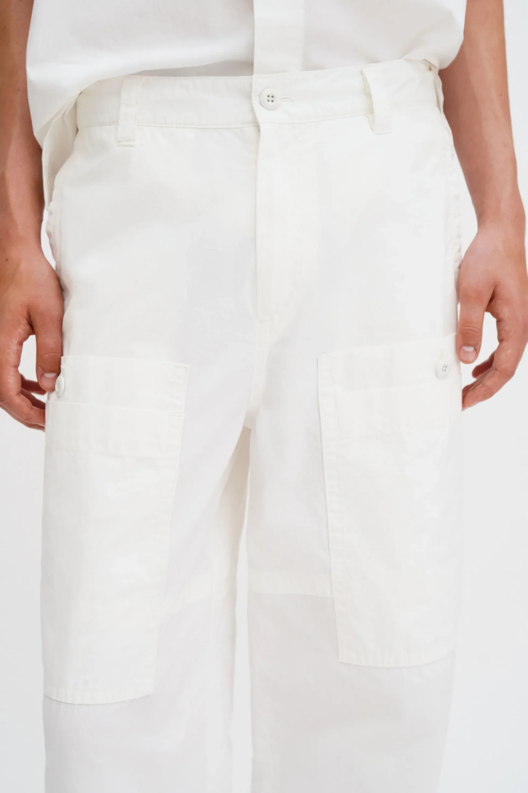 Washed Cotton Cargo Trousers